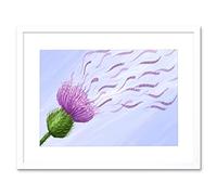 Wee Blue Coo Graphic Windy Thistle Scotland Framed Picture Art Framed Wall Art Print