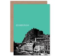 Wee Blue Coo Grassmarket Edinburgh Castle Teal Scottish Scotland Card Wee Blue Coo Multicolor