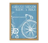 Wee Blue Coo Great Minds Ride A Bike Artwork Framed Wall Art Print 18X24 Inch