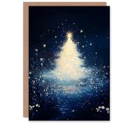 Wee Blue Coo Greeting Card Bright White Tree Magical Forest Lake Night Blank For Him Or Her Art Xmas Christmas Card