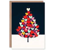 Wee Blue Coo Greeting Card Heart Decorated Tree Festive Love Bold Modern For Her Woman Xmas Christmas Card