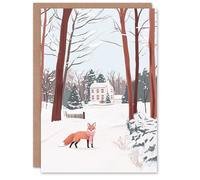 Wee Blue Coo Greeting Card Red Fox Estate House Winter Landscape Watercolour Blank For Him Or Her Art Xmas Christmas Card