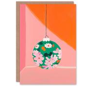 Wee Blue Coo Greeting Card Single Floral Pattern Bauble Ornament Painting For Her Woman Xmas Christmas Card