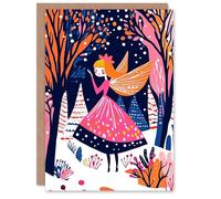 Wee Blue Coo Greeting Card Winter Wonderland Fairy Princess Vibrant Folk Art For Child Kids Xmas Christmas Card