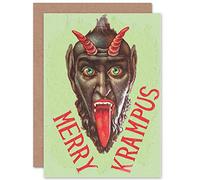 Wee Blue Coo Greeting Merry Krampus Alpine Xmas Santa Devil Funny Sealed Greeting Card Plus Envelope Blank inside