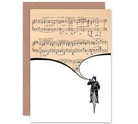 Wee Blue Coo GREETINGS CARD BIRTHDAY GIFT SHEET MUSIC TRUMPET PLAYER BICYCLE