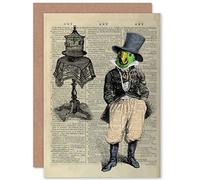 Wee Blue Coo GREETINGS CARD BIRTHDAY GIFT UPCYCLE PARROT DRESSED TOPHAT