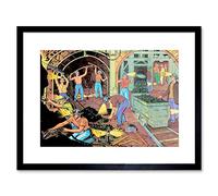 Wee Blue Coo Group Cartoon Coal Mine Shaft Drill Dig Pick Shovel Framed Wall Art Print