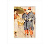 Wee Blue Coo Group Woman Umbrella Basket Soldiers Admire Smile Wall Art Print
