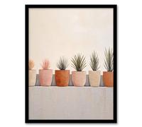 Wee Blue Coo Growing Plants Neutral House Plants Calm Artwork Framed Wall Art Print 18X24 Inch