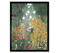 Wee Blue Coo Gustav Klimt Flower Garden 1907 Old Master Painting Art Print Framed Poster Wall Decor 12X16 Inch