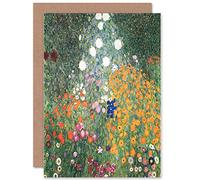 Wee Blue Coo Gustav Klimt Flower Garden 1907 Old Master Painting - Blank Greeting Card CP1109