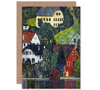 Wee Blue Coo GUSTAV KLIMT HOUSES AT UNTERACH ON ATTERSEE BLANK GREETINGS CARD