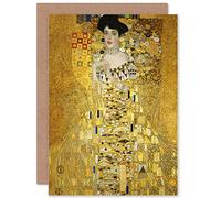 Wee Blue Coo Gustav Klimt Portrait Of Adele Bloch Bauer Sealed Greeting Card Plus Envelope Blank inside