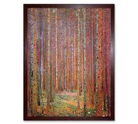 Wall Art Print Old Master Painting Gustav Klimt Tannenwald I Pine Tree Forest Landscape Art Framed Artery8 Brown W12 inch x H16 inch