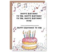 Wee Blue Coo Happy Birthday Card Dear Blank Cute Cake with Candles Design in White Wee Blue Coo White