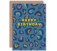 Wee Blue Coo Happy Birthday Dark Leopard Greeting Card With Envelope Inside Premium Quality