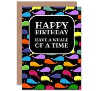 Wee Blue Coo Happy Birthday Whale of A Time Blank Greeting Card