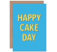 Wee Blue Coo Happy Cake Day Neon Blue Greeting Card With Envelope Inside Premium Quality