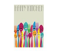 Wee Blue Coo Happy Colourful Cutlery Kitchen Food Photo Picture Wall Art Print
