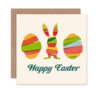 Wee Blue Coo HAPPY EASTER BUNNY EGG ABSTRACT EASTER RABBIT BLANK GREETINGS CARD