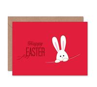 Wee Blue Coo HAPPY EASTER BUNNY POCKET RED BLANK GREETINGS CARD ART