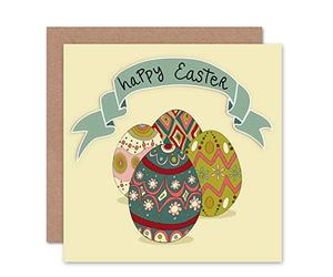 Wee Blue Coo HAPPY EASTER PAINTED EGSS BLANK GREETINGS CARD ART