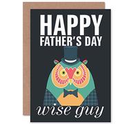 Wee Blue Coo Happy Fathers Day Wise Guy Owl Blank Greeting Card