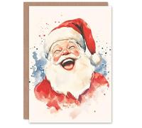 Wee Blue Coo Happy Jolly Santa Claus Festive Fun Xmas Art Blank For All Christmas Card