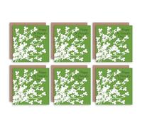 Wee Blue Coo Happy St Patrick's Day White Shamrocks Clovers Irish Blank Greeting Cards With Envelopes Pack of 6