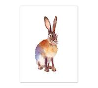 Wee Blue Coo Hare Watercolour Isolated Art Print Canvas Premium Wall Decor Poster