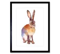 Wee Blue Coo Hare Watercolour Isolated Art Print Framed Poster Wall Decor 12x16 inch