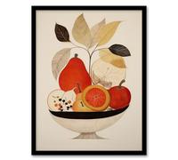 Wee Blue Coo Harvest Bowl Autumn Fruits Red Kitchen Artwork Framed Wall Art Print 18X24 Inch