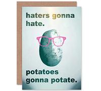 Wee Blue Coo Haters Gonna Hate Potatoes Potate Funny Joke Hipster Birthday Sealed Greeting Card Plus Envelope Blank inside