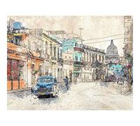 Wee Blue Coo Havana Cuba Street Painting Sketch Art Print Poster Wall Decor 12X16 Inch