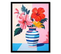 Wee Blue Coo Heavenly Hibiscus Bright Floral Pink Artwork Framed Wall Art Print A4