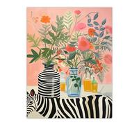Wee Blue Coo Hide And Seek Zebra Floral Fun Pink Extra Large XL Wall Art Poster Print