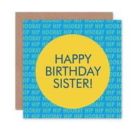 Wee Blue Coo Hip Hooray Yellow Blue Happy Birthday Sister Card Wee Blue Coo Multicolor
