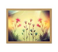 Wee Blue Coo Hipster Thistles Scotland Cool Effect Scottish Art Large Framed Art Print Poster Wall Decor 18x24 inch