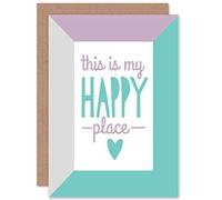 Wee Blue Coo Home Print Quote Happy Place Blank Greeting Card