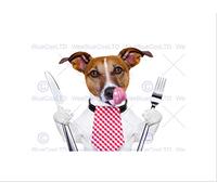 Wee Blue Coo HUNGRY JACK RUSSELL DOG KNIFE FORK BLACK FRAME FRAMED ART PRINT PICTURE B12X9055