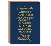 Wee Blue Coo Husband Birthday Card Another Year Older Mustard Trousers Joke Funny
