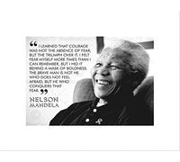 Wee Blue Coo I LEARNED THAT COURAGE NELSON MANDELA BW TYPOGRAPHY QUOTE FRAMED PRINT B12X13921