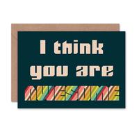 Wee Blue Coo I Think You Are Awesome Colourful Retro Birthday Card Wee Blue Coo Multicolor