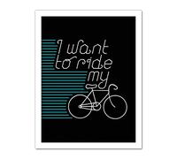 Wee Blue Coo I Want to Ride My Bike Artwork Framed Wall Art Print 18X24 Inch