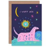 Wee Blue Coo I Wuff You Pink Dog Love & Starry Sky Landscape Card Wee Blue Coo Multicolor
