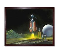 Wee Blue Coo Illustration 1950S Drawing Space Ship Men Planet Sci Fi Art Print Framed Poster Wall Decor 12X16 Inch