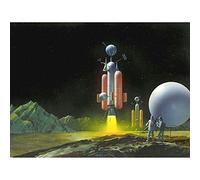 Wee Blue Coo Illustration 1950S Drawing Space Ship Men Planet Sci Fi Art Print Poster Wall Decor 12X16 Inch