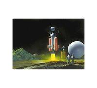 Wee Blue Coo Illustration 1950s Space Ship Men Planet Sci Fi Picture Wall Art Print