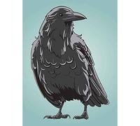 Wee Blue Coo Illustration Bird Crow Raven Rook Beak Feathers Art Print Poster Wall Decor 12X16 Inch